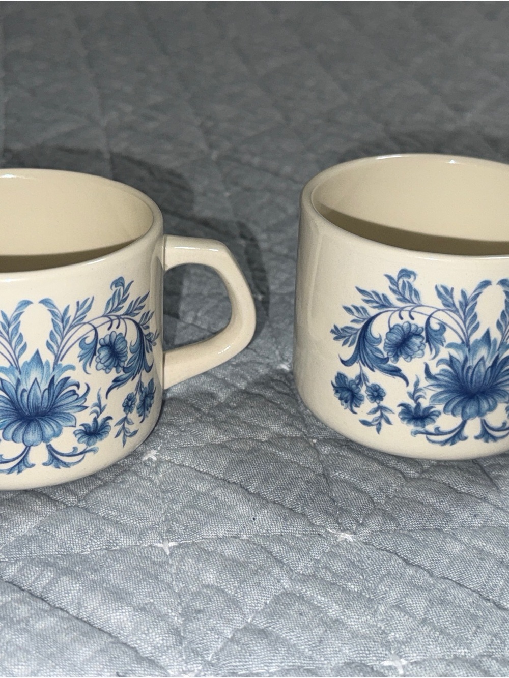 Sado International Blue Floral Ceramic Mugs - Set of 2